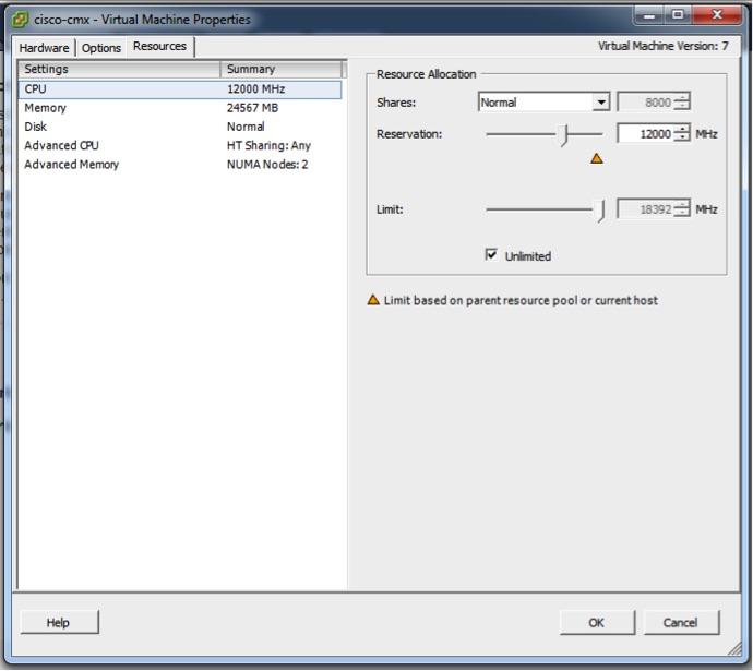 Deploying the Cisco CMX OVA File Using the VMware vsphere Client Figure 12: Modify CPU