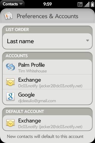 Contacts Set the Default Account for Contacts Set the Exchange ActiveSync account as the default for contacts.
