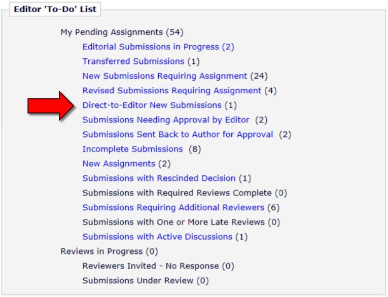 DTE: New Submissions Submission are not automatically assigned to an Editor