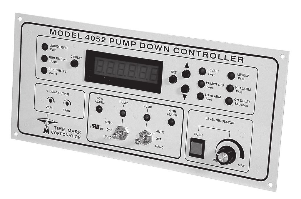 DESCRIPTION Pump-Down Controller Input Scalable Output Duplex Pump Alternation Hand-Off-Auto Controls Dual Run-time Meters The Model 4052 Pump-Down Controller provides total control for duplex