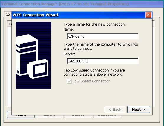 If Microsoft Remote Desktop Client was selected, then now you can enter the properties for this connection.