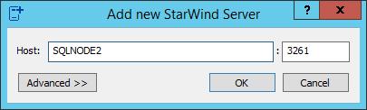 Right-click the Servers field and press the Add Server button. Add a new StarWind server which will be used as the second StarWind VSAN node.
