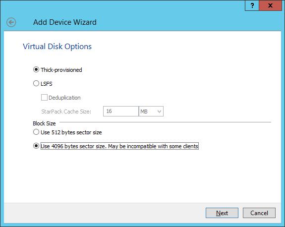 Specify Virtual Disk Options and click Next.