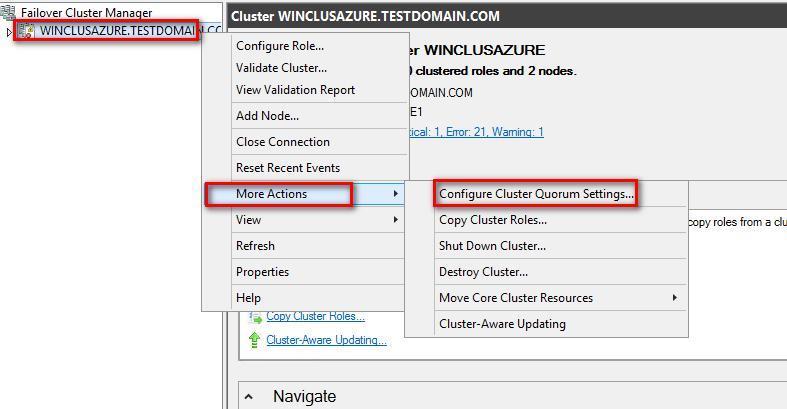 Open the Failover Cluster Manager console in Administrator mode. Select the name of the WSFC virtual host name/client access point.