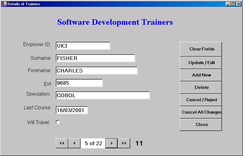 In this task you are required to design, create and test an application to access an external database (Trainers) with a table (AllTrainers), using a database connection and a data form.