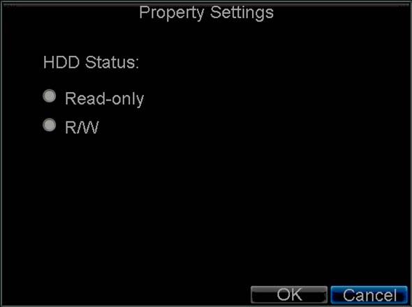 Setting HDD to Read-Only A HDD can be set to read-only to avoid important recorded files from being overwritten when the HDD becomes full. To set a HDD to read-only: 1.