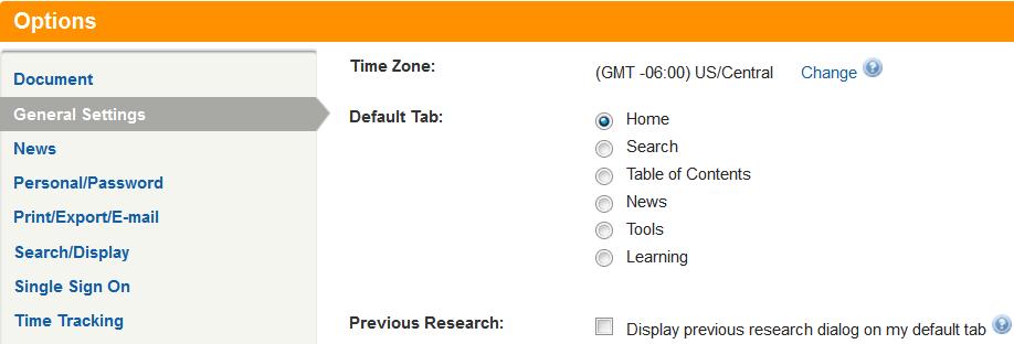 HOME (Continued ) Set your Default Tab From General Settings in the Options dialog box, you