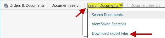 Simple Search Pending and completed exports are available through, Search Documents, and Download