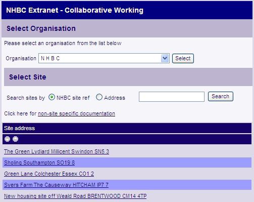 Collaborative Working Organisation selection If you have access to multiple organisations, select the organisation you wish to view from the Organisation drop down.