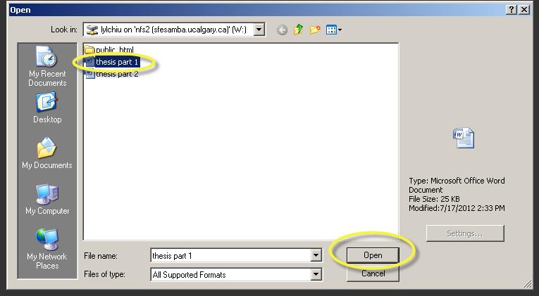 0 -> Create -> PDF from File Step 2: Choose a File Select your thesis file from