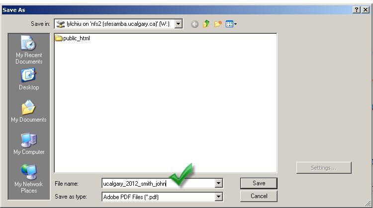 File -> Save You must name your file using the required format: