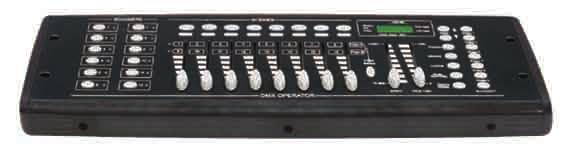 5kg 92 DMX Controller SRC-26 12 fixture assignment buttons each comprising 16 channels 16 channels divided into Page A and B, each page with 8 channels 12 chase buttons, each chase can store up to 20