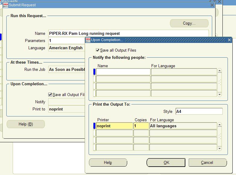 7 How to create a completed warning request When a concurrent request output is sent to a printer that does not exist, the concurrent program will complete with a status of Warning.