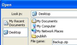 Restoring database To restore a previously backed up database press the restore button and then select the zip file containing the backup.