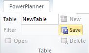 Saving table Once a table is created and edited it can be saved into the database by pressing the Save button.