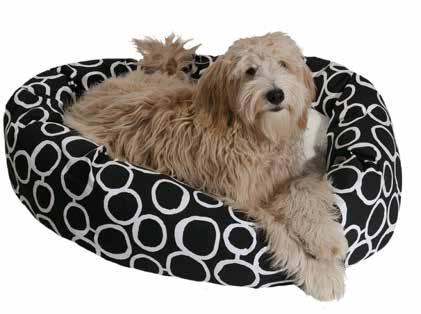 ROUND BARKIN' BED The perfect combination of style, function and comfort for any pet. Plush fiber fill and removable zippered slipcover for easy machine washing. Stain resistant. Water resistant.