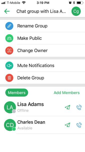 If you are the owner of the group, you can rename it, change whether it s public or private and transfer ownership of the group to another member.