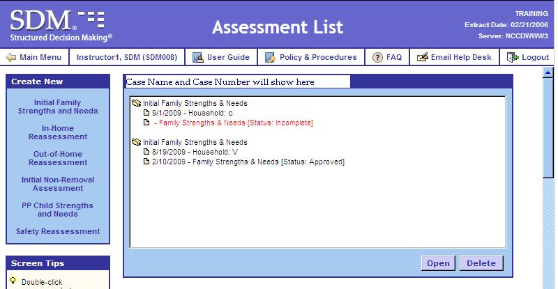 This screen will show all the cases or referrals assigned to an individual worker at the time of the last extract or download.