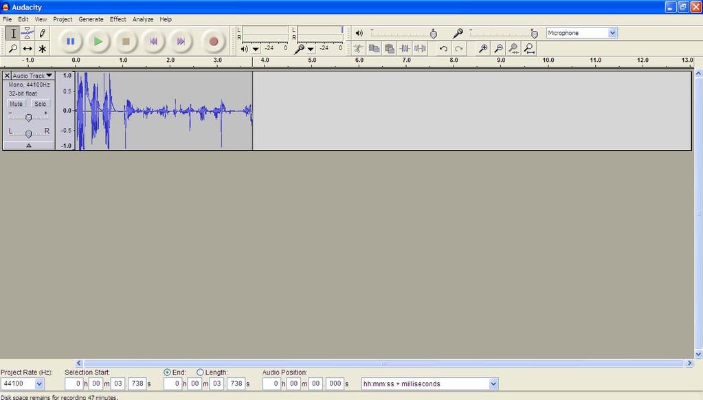 Then press record and start speaking. As you talk, you will know it is working because a sound wave trace of you voice is produced.