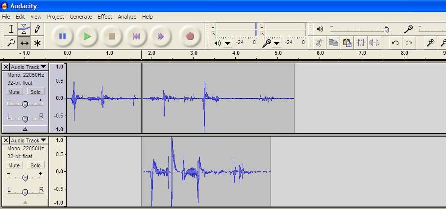 Fig 11 4. Finally do the same with the sound wave to the right of the split in the first Audio Track.