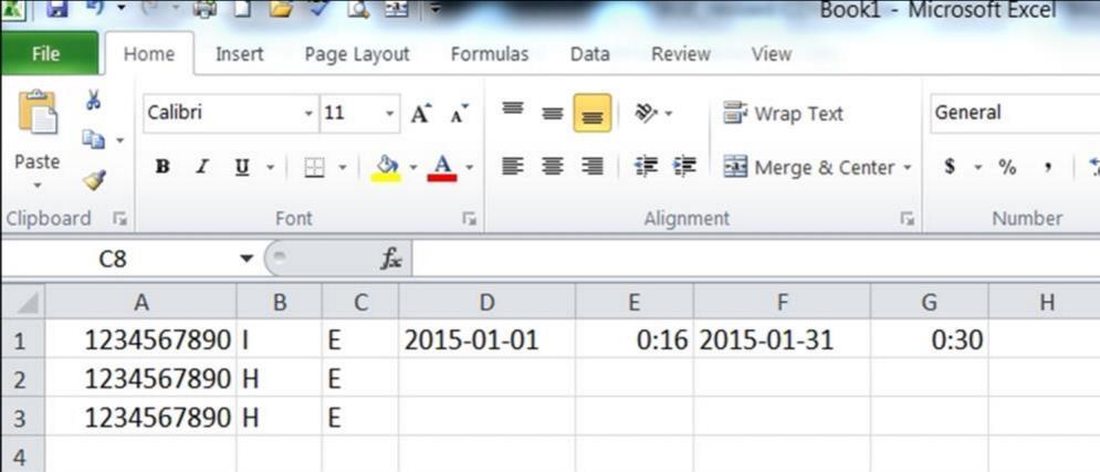 If using Microsoft Notepad or WordPad to create the CSV file, you must: - Enter the Usage Type and Account Type data in uppercase - Separate the data elements with a comma (no spaces) - Hit the Enter