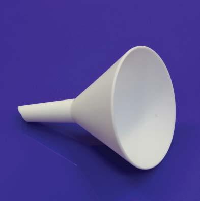 Accessories Liquid Funnel PP construction Crevice Fee Top Diameter Outlet Diameter 8022P-100 100mm 10mm 8022P-200 200mm 25mm PTFE Funnel Crevice free interior Heavy wall construction Top Diameter
