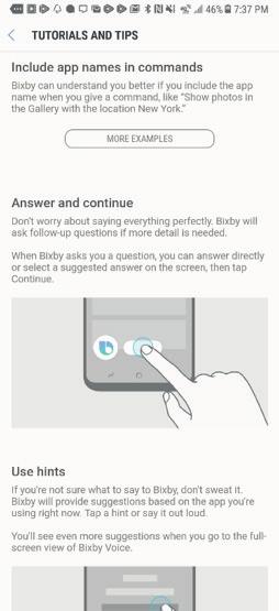 Bixby provides: Your Bixby usage information Find Supported