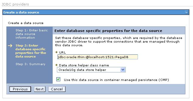 Step 3: Application Server Preparation 4. Supply information about your Process Commander database.