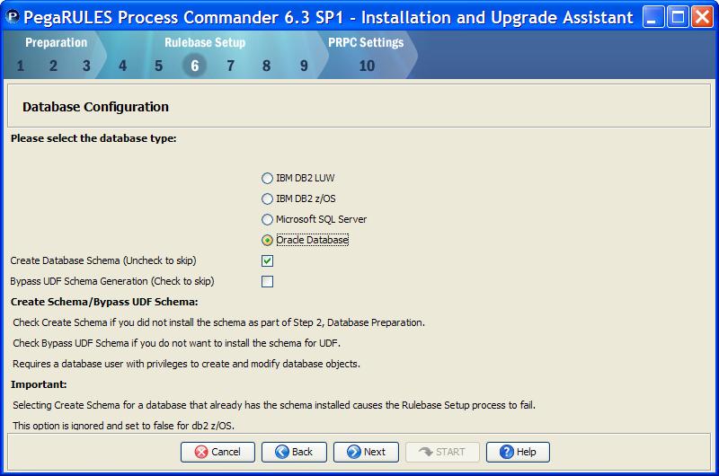 Process Commander Version 6.3 SP1 10. Complete this page as follows: Database Type Select the type of your Process Commander database.