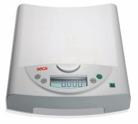 a comfortable weighing tray. In no time at all, it can be converted into a floor scale for children with a capacity of 50kg (seca 385) or 20kg (seca 384).