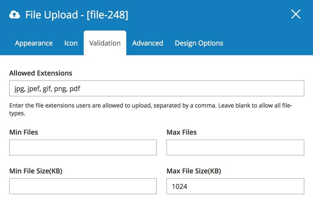 45 Blue Form Builder 4.1.6 File Upload File upload element allows users to upload files along with their form submission.