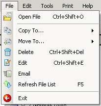 Navigation Menu Bar 3.2 Menu Bar The menu bar at the top of the screen contains the File, Edit, Tools, Print and Help menus. 3.2.1 File Menu Figure 3-2 File menu The following functions are available from the File menu: Open File opens a data file for viewing.