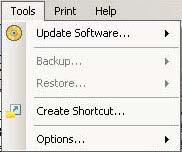 Navigation Menu Bar 3.2.3 Tools Menu Figure 3-4 Tools menu The tools menu has the following functions available: Update Software downloads program updates for your handheld tools and PC.