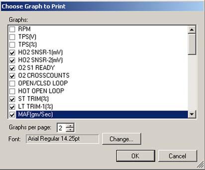 Print All use to send the complete currently viewed screen to the printer. Print Graph(s) use to send selected graphs to the printer.