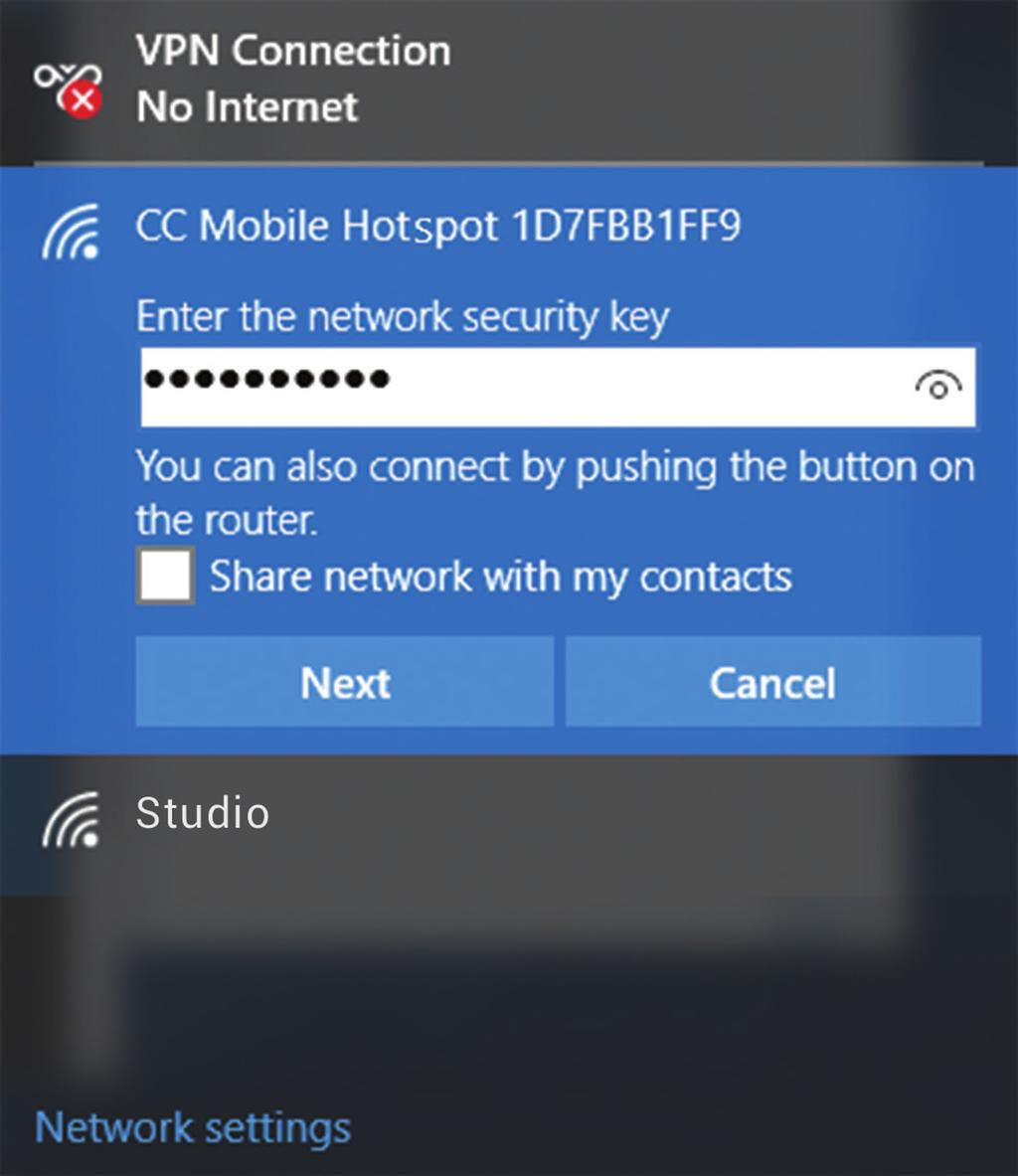Hotspot, and then press Connect.
