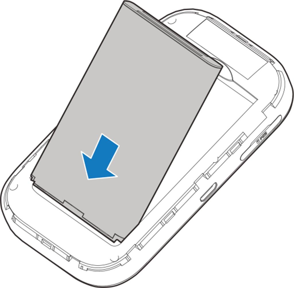 Insert the battery as shown with the contacts aligned