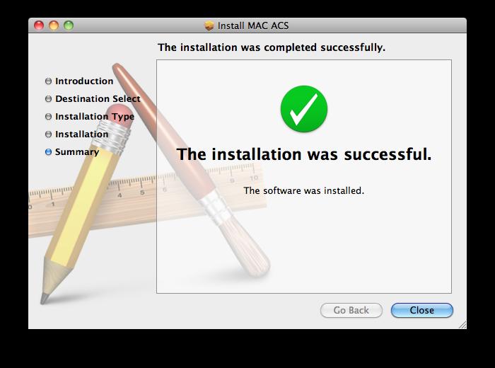 Press the [Install] button to Install MAC ACS. d.