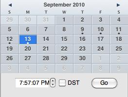 The selected day will be highlighted in Blue.