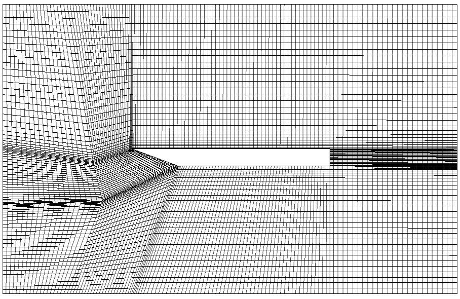 Figure 4: Mesh of geometry used as baseline flat plate model For the baseline case with actual test condition dimensions, the calculated value of drag coefficient was 0.06273.