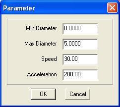 Double click one line (or select one line and click Modify ), dialog box appears as below: Min diameter, Max diameter: range of the circle