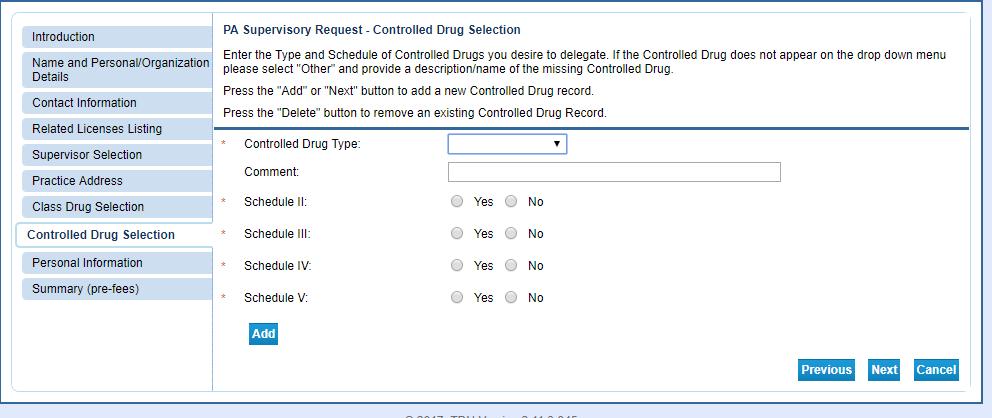 16. Update your Controlled Drug Selection (yellow ar