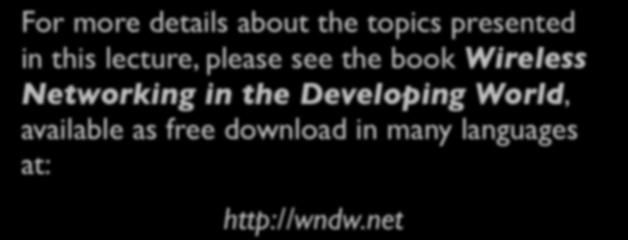 book Wireless Networking in the Developing World,