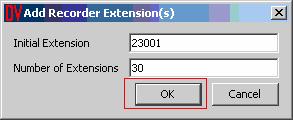 On the Add Recorder Extension(s) window, provide initial
