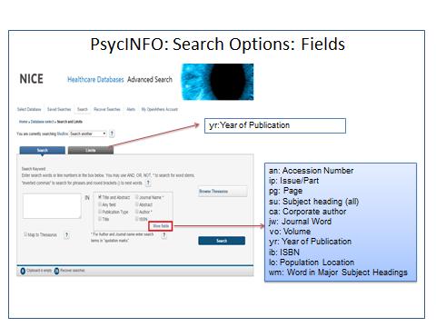 HDAS View - Search Options PsycINFO from 01 April 2015