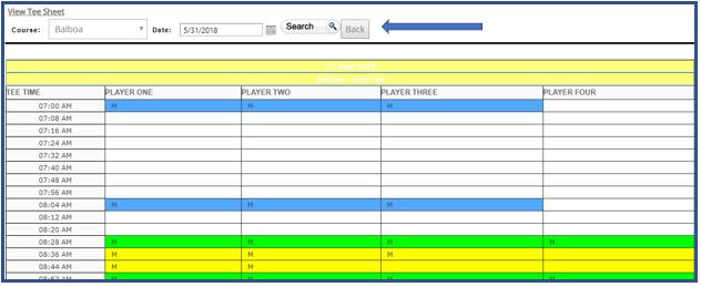 6. Or for a different view of available tee times, you can click on View Tee Sheet.