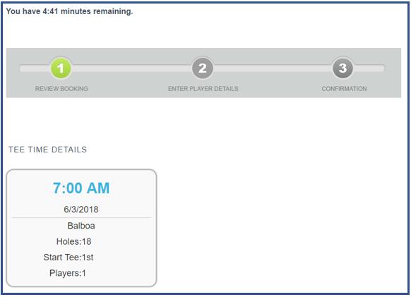 You will have 5 minutes to review your booking to make sure the details