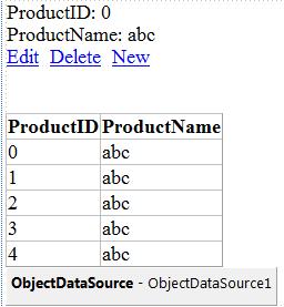 ObjectDataSource1 cho GridView control