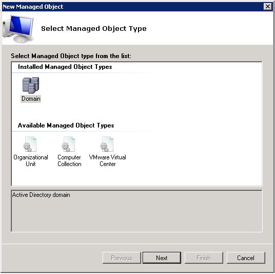 Figure 3: New Managed Object: Select Managed Object Type 4. On the Default Account step, click the Specify Account button.