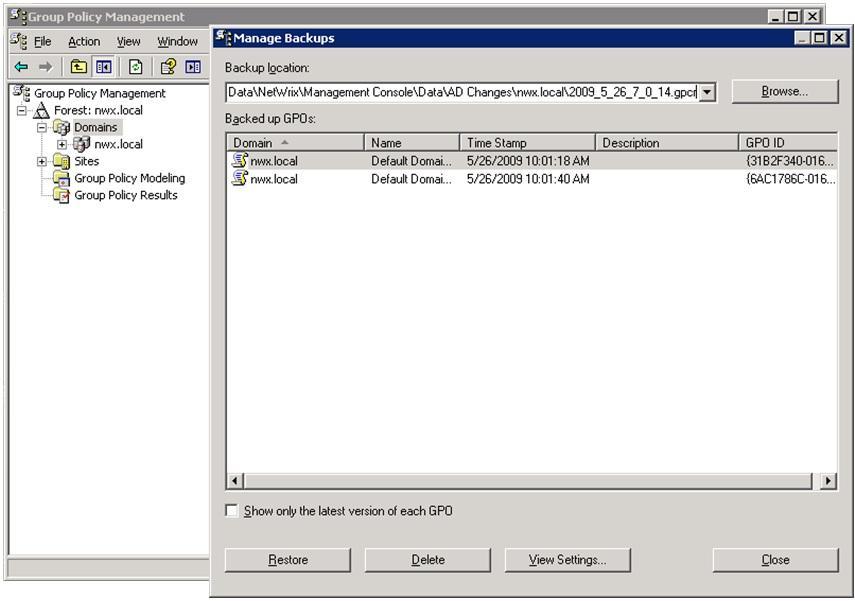 9. RESTORING GROUP POLICY OBJECTS With NetWrix Group Policy Change Reporter, you can restore your Group Policy objects via the backup files saved by the product.