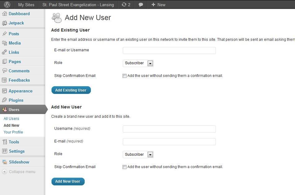 Create New Users Along the menu at the right hand side you have various options. One of t h e o p t i o n s you have is to create new users and control those users.
